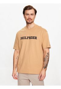 TOMMY HILFIGER - Tommy Hilfiger T-Shirt Monotype MW0MW31539 Brązowy Regular Fit. Kolor: brązowy. Materiał: bawełna