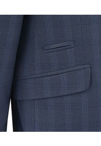 Taliowana, Elegancka Marynarka Męska - Casino - Granat, Delikatna Kratka. Kolor: niebieski. Materiał: poliester, wiskoza. Wzór: kratka. Styl: elegancki #4