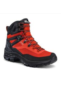 Buty trekkingowe męskie Jack Wolfskin Rebellion Guide Texapore Mid. Wysokość cholewki: za kostkę. Kolor: żółty, wielokolorowy, pomarańczowy. Materiał: materiał, syntetyk. Szerokość cholewki: normalna