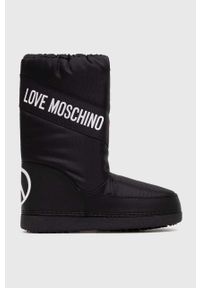 Love Moschino śniegowce SKIBOOT20 kolor czarny JA24032G0HISA000. Nosek buta: okrągły. Zapięcie: sznurówki. Kolor: czarny. Materiał: guma #1