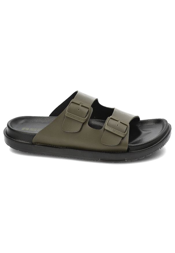 Big-Star - Zielone Klapki Big Star Modne Obuwie Męskie. Okazja: na co dzień, na plażę. Kolor: zielony. Materiał: skóra ekologiczna. Sezon: lato. Styl: casual, klasyczny, sportowy