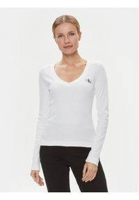 Calvin Klein Jeans Bluzka J20J222882 Biały Regular Fit. Kolor: biały. Materiał: bawełna