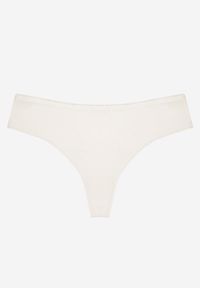 Renee - Białe Bezszwowe Majtki Typu Stringi Tenazura. Kolor: biały. Materiał: jeans