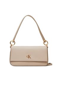 Calvin Klein Torebka Minimal Monogram Shoulder Pouch LV04K3161G Beżowy. Kolor: beżowy. Materiał: skórzane #2