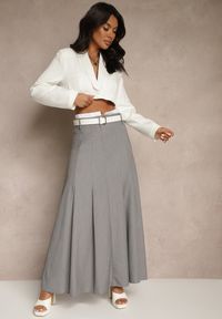 Renee - Szara Spódnica Długa Rozkloszowana High Waist Leoraia. Okazja: na spotkanie biznesowe, na co dzień. Stan: podwyższony. Kolor: szary. Długość: długie. Styl: casual, elegancki, biznesowy