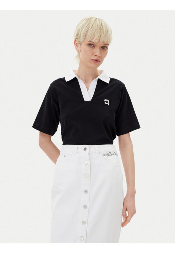 Karl Lagerfeld - KARL LAGERFELD Polo A2W17111 Czarny Regular Fit. Typ kołnierza: polo. Kolor: czarny. Materiał: bawełna