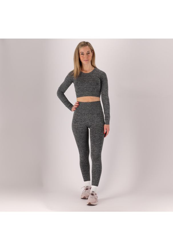 XTREME - Zestaw sportowy damski - Krótki top - Antracyt - Krótki top damski. Kolor: wielokolorowy, szary, brązowy. Materiał: poliamid