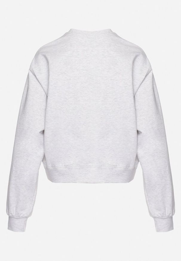 Born2be - Jasnoszara Bawełniana Bluza Oversize o Krótszym Kroju Vesperana. Kolor: szary. Materiał: bawełna. Długość: krótkie