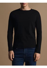Reserved - Bawełniany longsleeve - czarny. Kolor: czarny. Materiał: bawełna. Długość rękawa: długi rękaw
