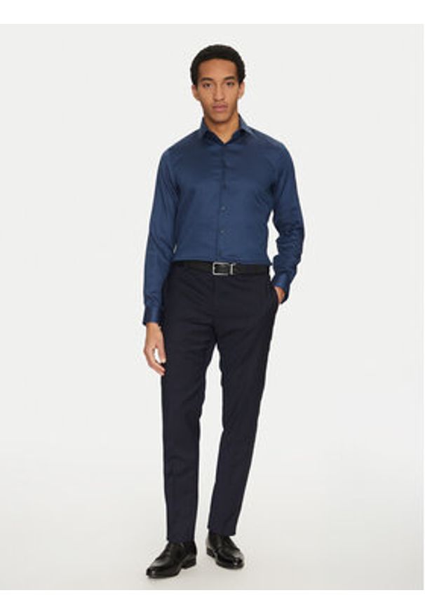 Calvin Klein Koszula K10K114316 Granatowy Slim Fit. Kolor: niebieski. Materiał: bawełna