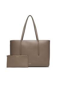 Calvin Klein Torebka Foil Logo Tote W/Pouch LV04F3274G Beżowy. Kolor: beżowy. Materiał: skórzane #2