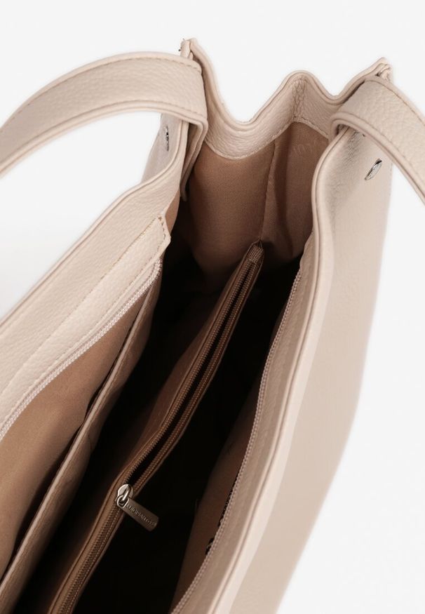 Renee - Beżowa Torebka w Typie Shopper z Paskiem i Rączką Soreline. Kolor: beżowy. Styl: biznesowy, elegancki, casual