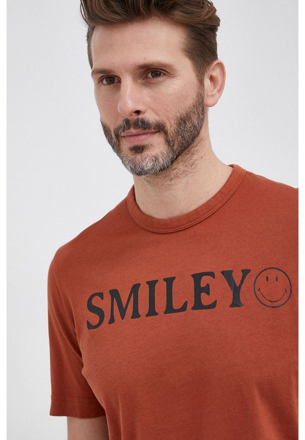 s.Oliver - T-shirt bawełniany. Kolor: brązowy. Materiał: bawełna. Wzór: nadruk