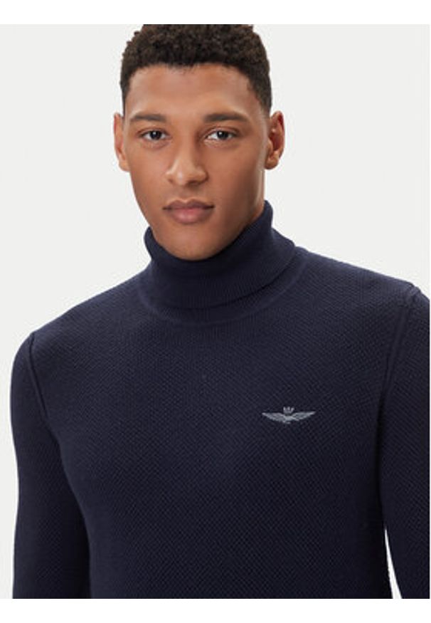 Aeronautica Militare Golf 252MA1583UL00903 Granatowy Regular Fit. Typ kołnierza: golf. Kolor: niebieski. Materiał: bawełna