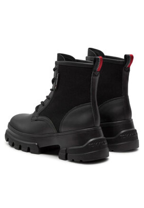 Tommy Jeans Trapery Tjw Chunky Lace Up Boot Mix Mat EN0EN02554 Czarny. Kolor: czarny. Materiał: skóra