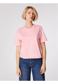 Simple T-Shirt TSD501 Różowy Cropped Fit. Kolor: różowy. Materiał: bawełna