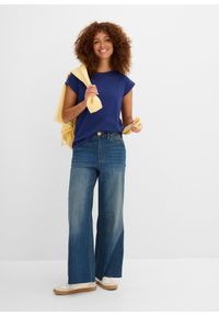 bonprix - T-shirt z czystej bawełny. Kolor: niebieski. Materiał: bawełna. Długość rękawa: krótki rękaw. Długość: krótkie #2