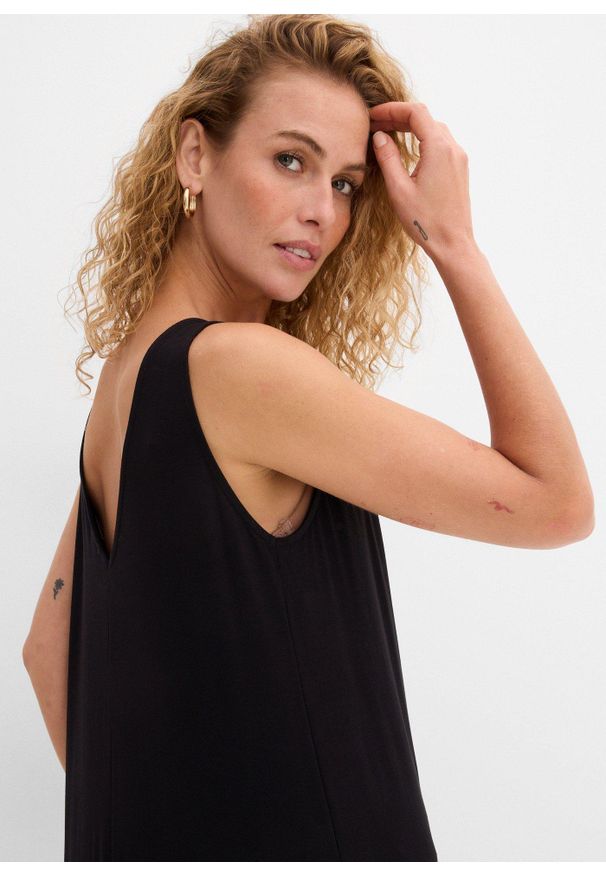 bonprix - Sukienka z dżerseju z wiskozy pochodzącej ze zrównoważonych źródeł. Kolor: czarny. Materiał: wiskoza, jersey. Długość: maxi
