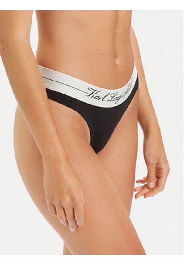 Karl Lagerfeld - KARL LAGERFELD Stringi A1W47095 Czarny. Kolor: czarny. Materiał: bawełna
