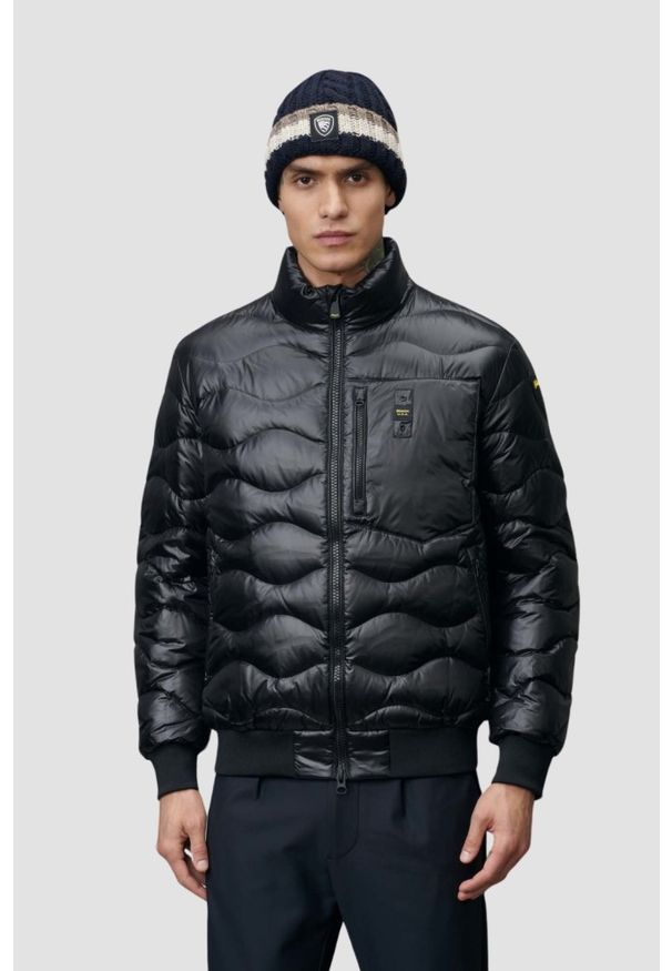 Blauer USA - BLAUER Czarna kurtka męska Daniel Short Jackets. Kolor: czarny. Materiał: poliamid