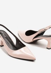 Renee - Różowe Sandały Slingback na Kaczuszce z Lakierowanym Wykończeniem Annive. Okazja: na co dzień. Kolor: różowy. Materiał: lakier. Obcas: na szpilce. Styl: casual, elegancki #3