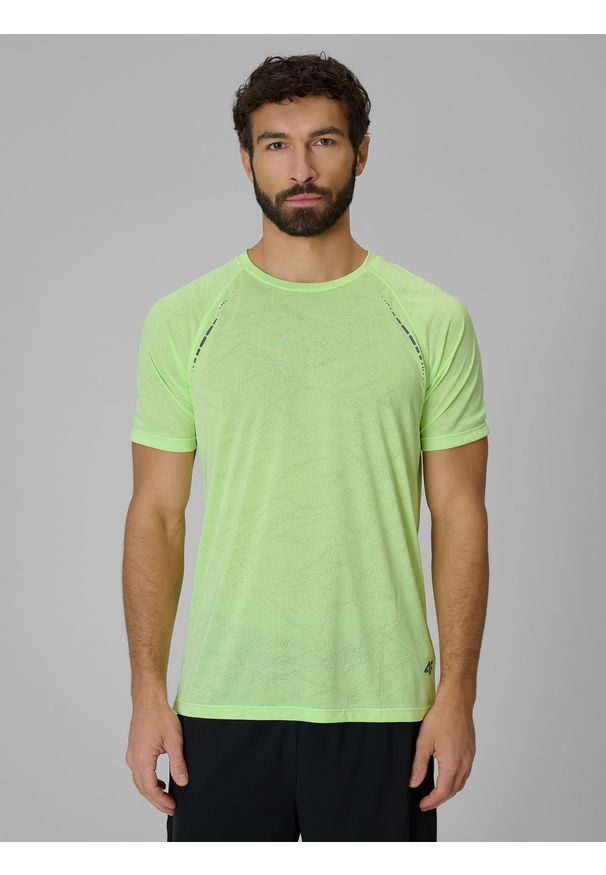 4f - 4F Koszulka do biegania szybkoschnąca męska - zielona M. Kolor: zielony. Materiał: dzianina. Długość: długie. Sport: fitness, bieganie