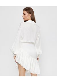 Balmain - BALMAIN - Biała sukienka z jedwabiu. Okazja: na spotkanie biznesowe. Kolor: biały. Materiał: jedwab. Wzór: kropki. Typ sukienki: asymetryczne. Styl: biznesowy #5