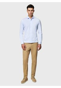 Pako Lorente - PAKO LORENTE - Błękitna koszula w drobny prążek. Typ kołnierza: kołnierzyk włoski. Kolor: niebieski. Materiał: dzianina, poliester, bawełna. Długość rękawa: długi rękaw. Długość: długie. Wzór: prążki #7