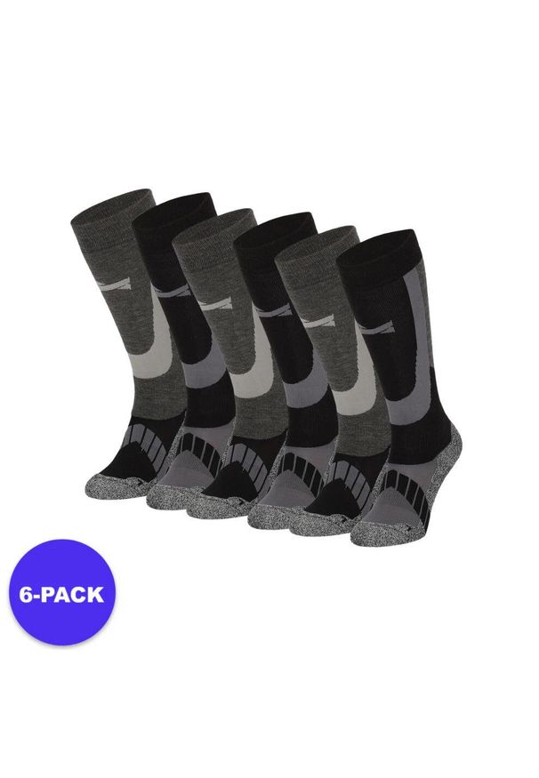 XTREME - Skarpety narciarskie dla dorosłych unisex 6 par. Kolor: czarny. Materiał: akryl, wełna, poliamid. Sport: narciarstwo