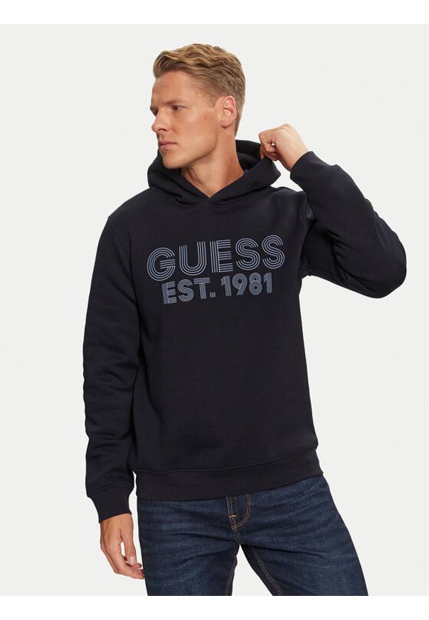 Guess Bluza M4YQ36 K9Z21 Granatowy Regular Fit. Kolor: niebieski. Materiał: bawełna