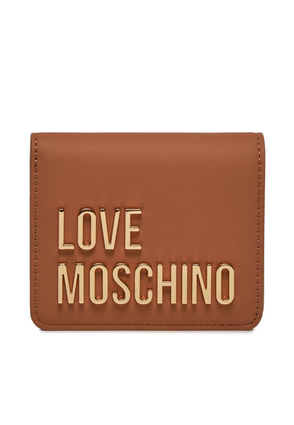 Love Moschino - LOVE MOSCHINO Mały Portfel Damski JC5612PP1IKD0201 Brązowy. Kolor: brązowy. Materiał: skóra