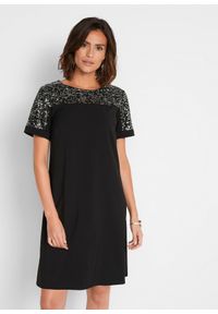 bonprix - Sukienka z wstawką z cekinami. Kolor: czarny #1