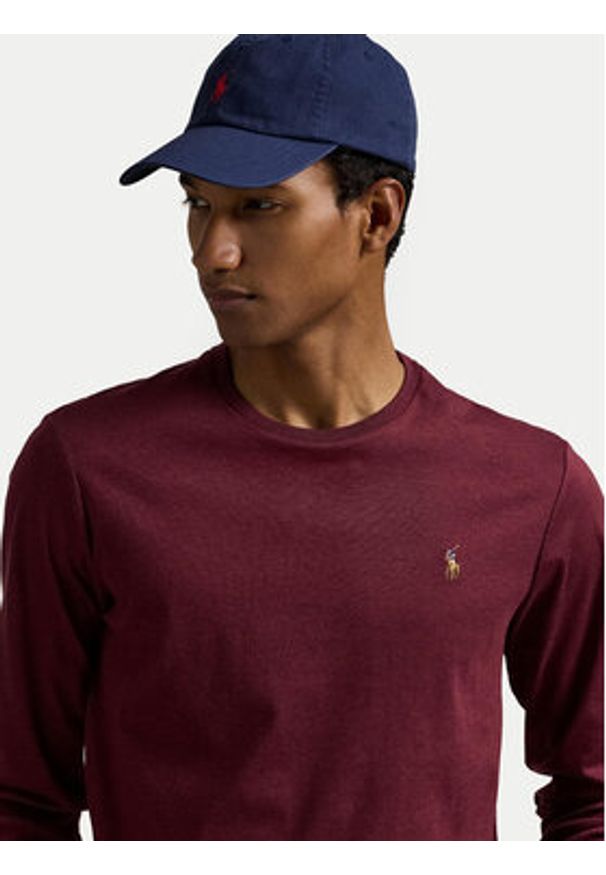 Polo Ralph Lauren Longsleeve 710760121037 Bordowy Slim Fit. Typ kołnierza: polo. Kolor: czerwony. Materiał: bawełna. Długość rękawa: długi rękaw