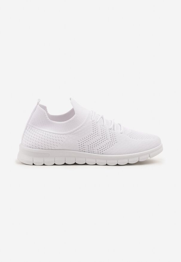 Renee - Białe Buty Sportowe Sneakersy z Elastyczną Cholewką Turezia. Okazja: na co dzień, na spacer. Kolor: biały. Materiał: jeans. Szerokość cholewki: normalna. Sport: bieganie, turystyka piesza, fitness