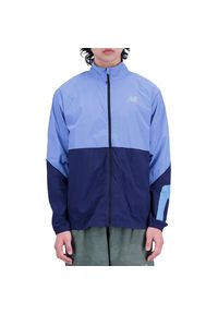 Kurtka New Balance MJ21265HER - fioletowa. Kolor: fioletowy. Materiał: nylon, materiał. Wzór: napisy. Styl: klasyczny, sportowy #1