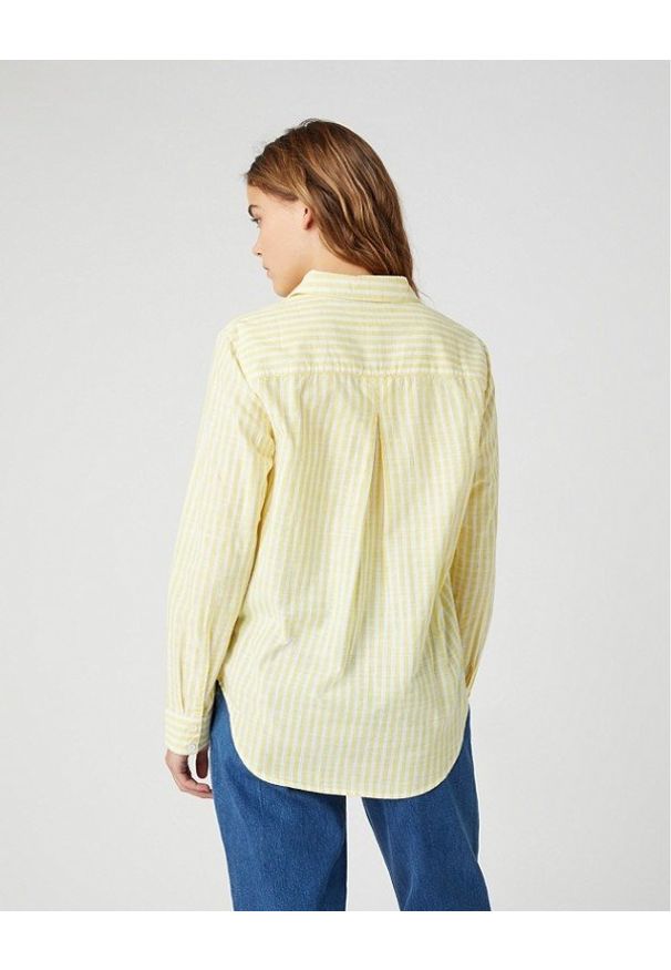 Wrangler - DAMSKA KOSZULA MATERIAŁOWA WRANGLER STRIPE SHIRT BUTTERCUP YELLO W5R6BDXJF 112130317. Materiał: materiał
