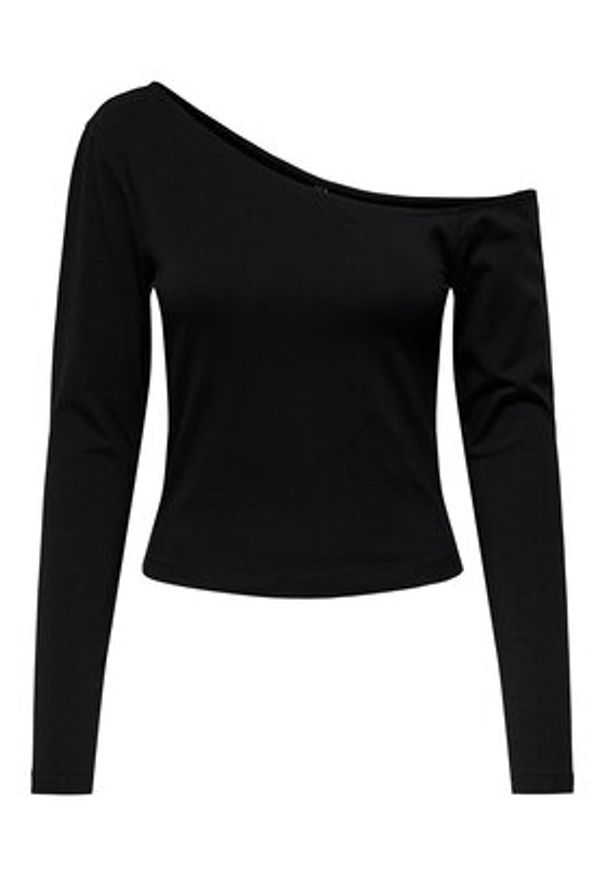 only - ONLY Bluzka Live Love 15344398 Czarny Slim Fit. Kolor: czarny. Materiał: bawełna