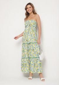 Born2be - Ciemnozielona Sukienka w Cytryny z Kokardą Galadessa. Okazja: na randkę, na co dzień. Typ kołnierza: kokarda. Kolor: zielony. Sezon: lato. Styl: casual, elegancki #4