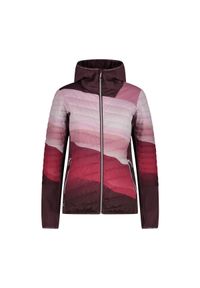 Kurtka hybrydowa z kapturem damska CMP. Typ kołnierza: kaptur. Kolor: różowy, czerwony, wielokolorowy. Materiał: softshell. Sport: turystyka piesza #1