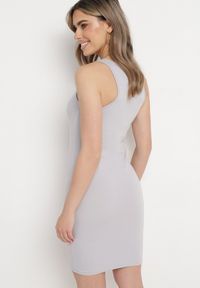 Born2be - Szara Dopasowana Sukienka Bez Rękawów z Okrągłym Dekoltem Aswenta. Okazja: na co dzień. Kolor: szary. Materiał: materiał, jeans. Długość rękawa: bez rękawów. Sezon: wiosna, lato. Typ sukienki: proste. Styl: casual, elegancki #7