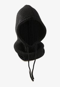 Born2be - Czarna Czapka Kominiarka z Wełną o Kroju Kaptura z Kominem Linezra. Kolor: czarny. Materiał: wełna. Styl: casual, elegancki #3