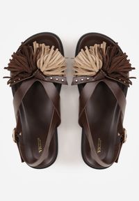 Born2be - Ciemnobrązowe Sandały VICES Ozdobione Frędzlami Lironis. Okazja: na co dzień. Zapięcie: sprzączka. Kolor: brązowy. Wzór: aplikacja. Sezon: lato. Styl: casual, elegancki #2