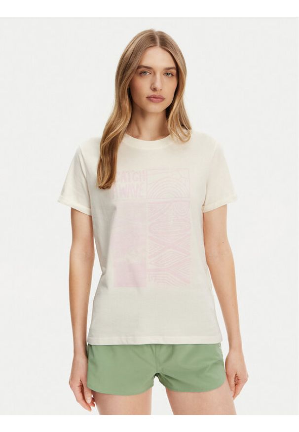 Roxy T-Shirt ERJZT05911 Écru Regular Fit. Materiał: bawełna
