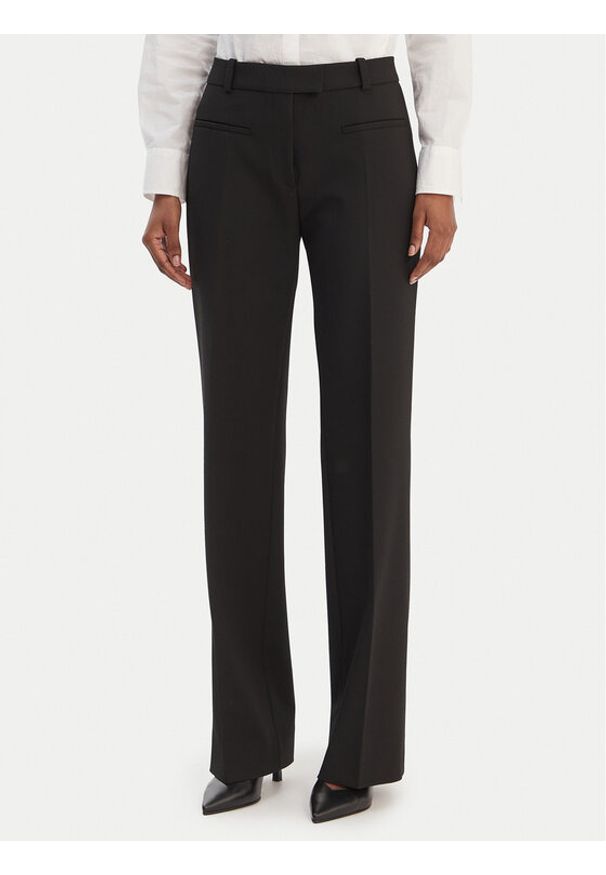 Hugo - HUGO Spodnie materiałowe Hilayla 50555896 Czarny Slim Fit. Kolor: czarny. Materiał: materiał