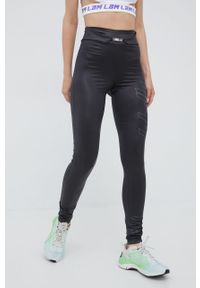 LABELLAMAFIA - LaBellaMafia legginsy damskie kolor czarny z nadrukiem. Stan: podwyższony. Kolor: czarny. Wzór: nadruk