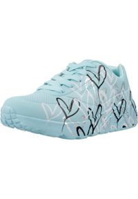 skechers - Kapcie SKECHERS UNO LITE - METALLIC Niebieski. Okazja: na co dzień. Kolor: niebieski. Materiał: syntetyk, tkanina