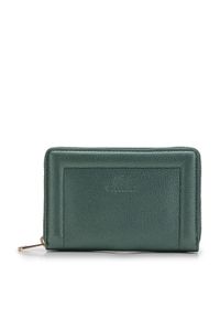 Wittchen - Damski portfel skórzany z ozdobnym brzegiem średni zielony. Kolor: zielony. Materiał: skóra