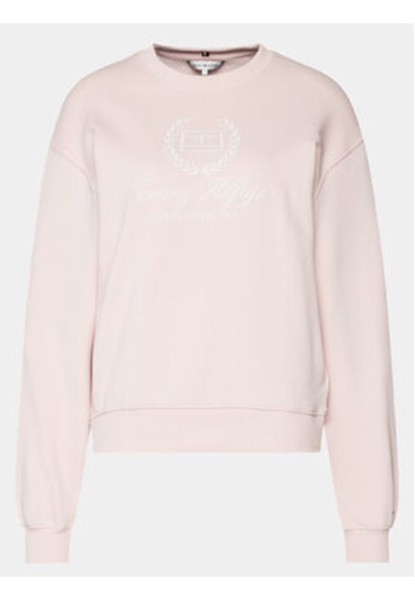 TOMMY HILFIGER - Tommy Hilfiger Bluza Flag Script WW0WW41758 Różowy Regular Fit. Kolor: różowy. Materiał: bawełna