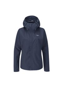 Kurtka przeciwdeszczowa damska Rab Downpour Eco Jacket z kapturem. Typ kołnierza: kaptur. Kolor: niebieski. Sport: turystyka piesza