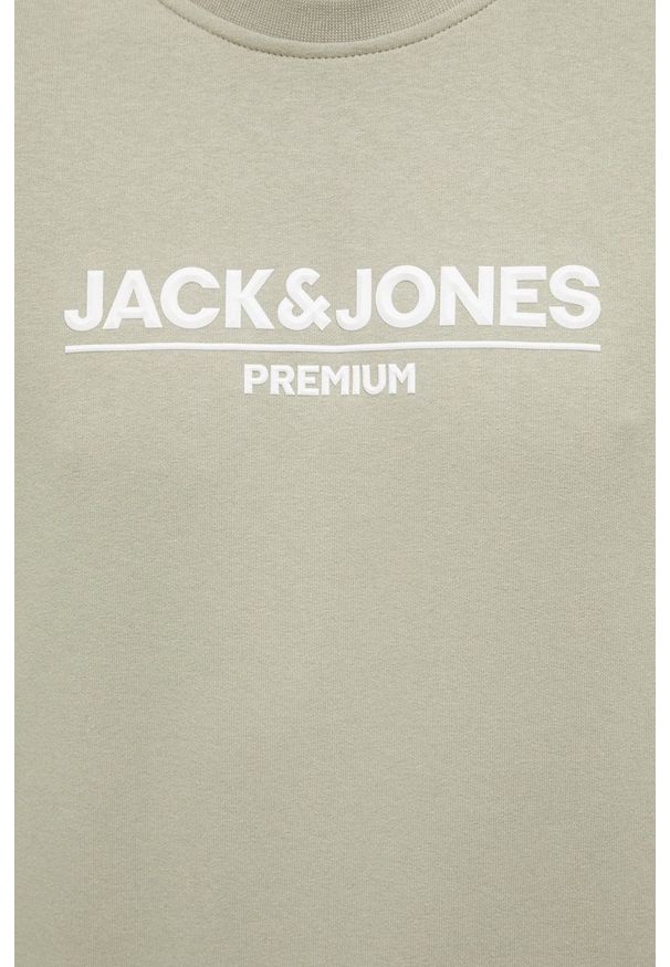 Premium by Jack&Jones bluza męska kolor zielony z nadrukiem. Okazja: na co dzień. Kolor: zielony. Materiał: dzianina. Wzór: nadruk. Styl: casual